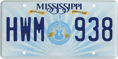 MS license plate HWM938