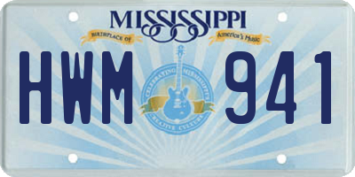 MS license plate HWM941