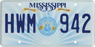 MS license plate HWM942