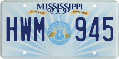 MS license plate HWM945