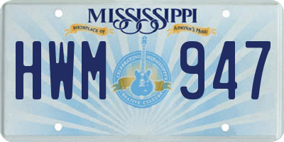 MS license plate HWM947