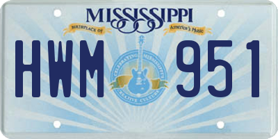 MS license plate HWM951