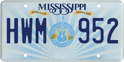 MS license plate HWM952