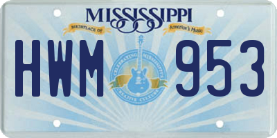 MS license plate HWM953