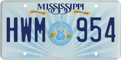 MS license plate HWM954