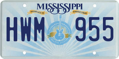 MS license plate HWM955