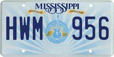 MS license plate HWM956
