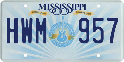 MS license plate HWM957