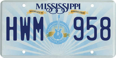MS license plate HWM958