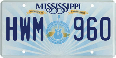 MS license plate HWM960