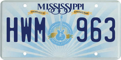 MS license plate HWM963