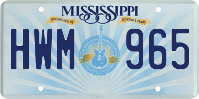 MS license plate HWM965