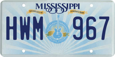 MS license plate HWM967