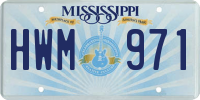 MS license plate HWM971
