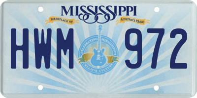 MS license plate HWM972