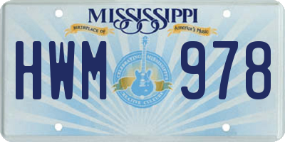 MS license plate HWM978