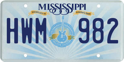 MS license plate HWM982