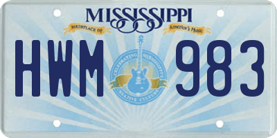 MS license plate HWM983