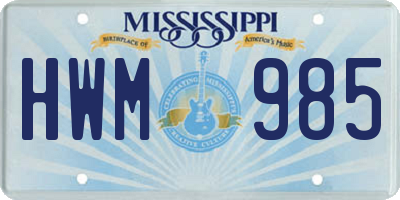 MS license plate HWM985