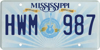 MS license plate HWM987
