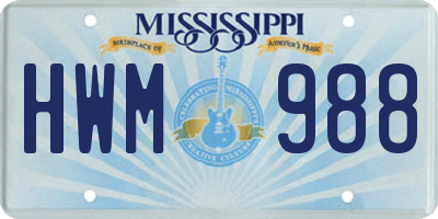 MS license plate HWM988