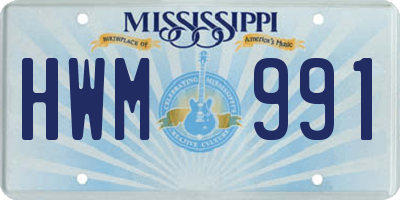 MS license plate HWM991