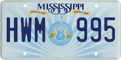 MS license plate HWM995