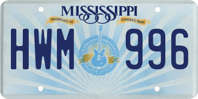 MS license plate HWM996