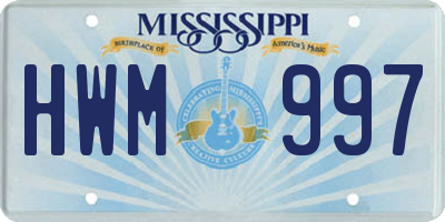 MS license plate HWM997
