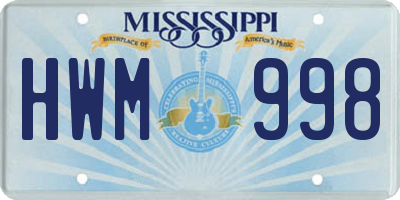 MS license plate HWM998