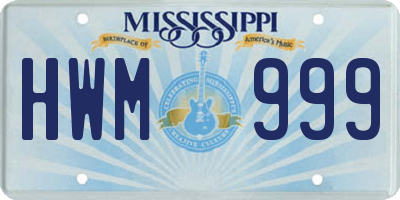 MS license plate HWM999