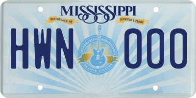 MS license plate HWN000