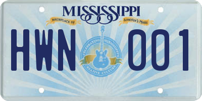 MS license plate HWN001