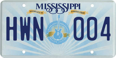 MS license plate HWN004