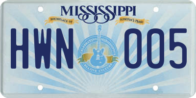 MS license plate HWN005