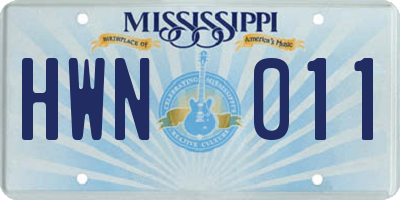 MS license plate HWN011