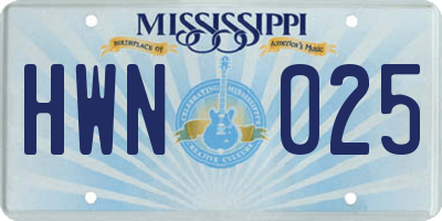 MS license plate HWN025