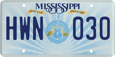 MS license plate HWN030