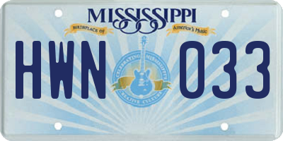 MS license plate HWN033