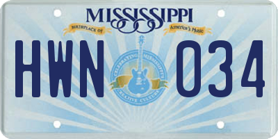 MS license plate HWN034