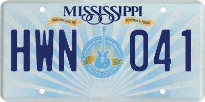 MS license plate HWN041