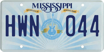 MS license plate HWN044
