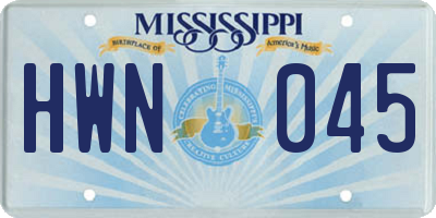 MS license plate HWN045