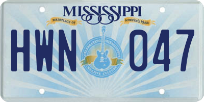 MS license plate HWN047