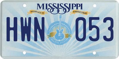 MS license plate HWN053