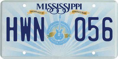 MS license plate HWN056