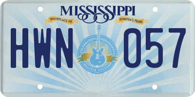 MS license plate HWN057