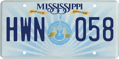 MS license plate HWN058