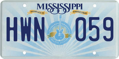 MS license plate HWN059