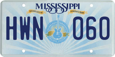 MS license plate HWN060